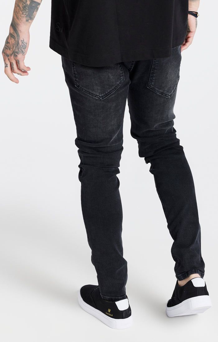 Black Washed Distressed Slim Fit Jean sold by Siksilk product image thumbnail 3
