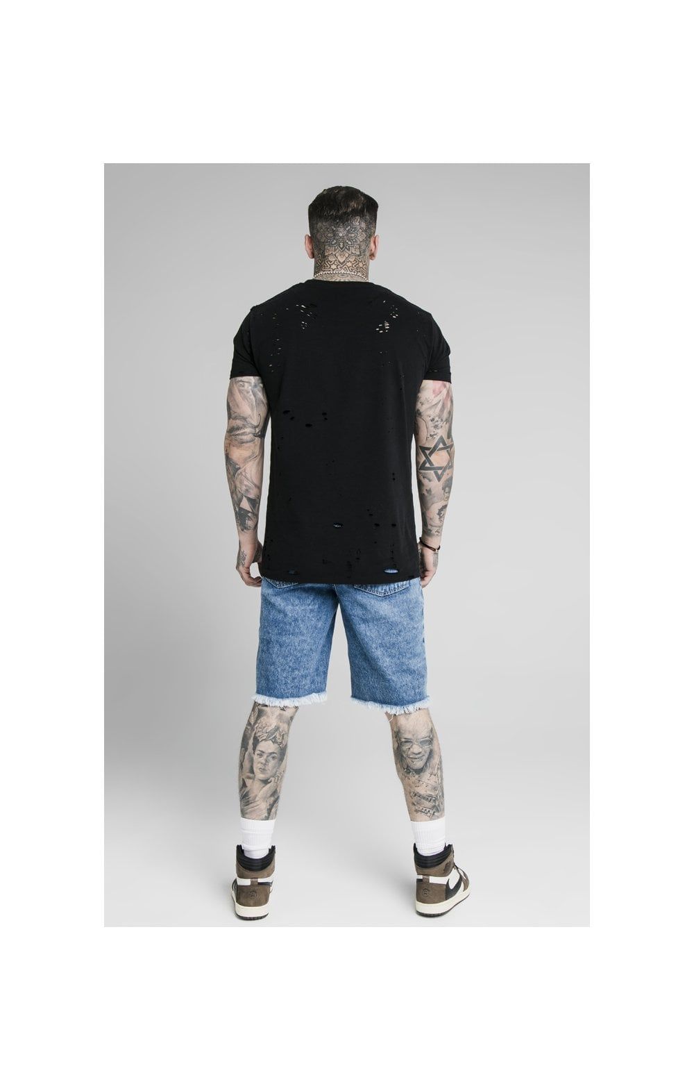 SikSilk Relaxed Floral Pixel Denim Shorts – Midstone sold by Siksilk product image thumbnail 6