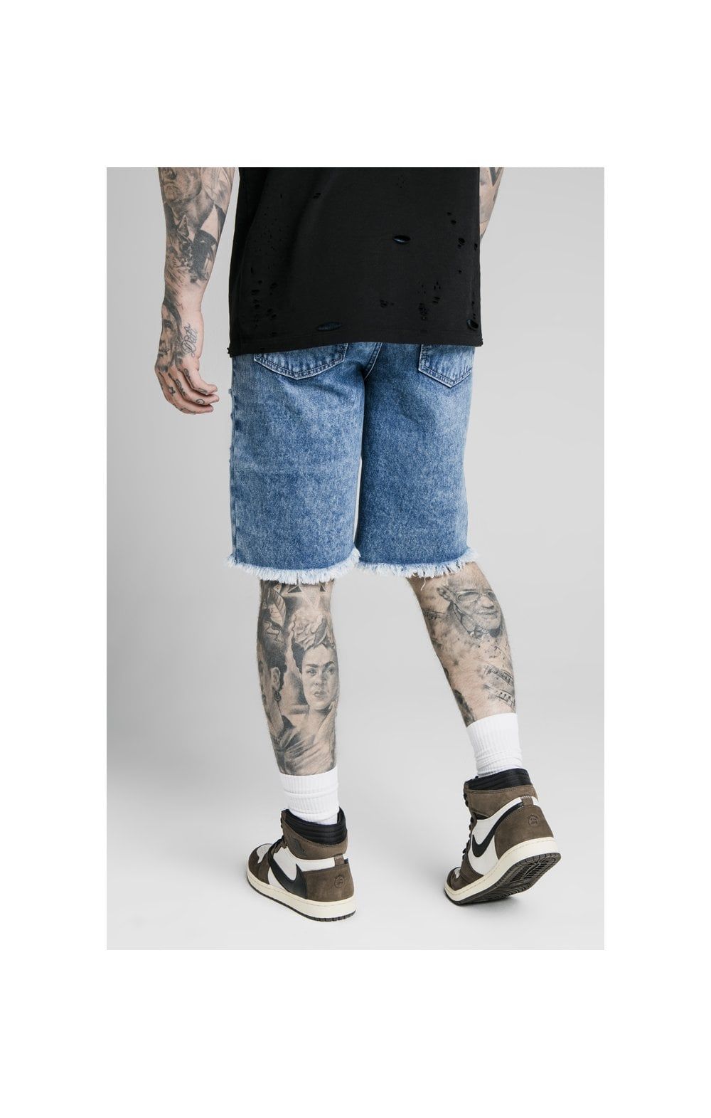 SikSilk Relaxed Floral Pixel Denim Shorts – Midstone sold by Siksilk product image thumbnail 2