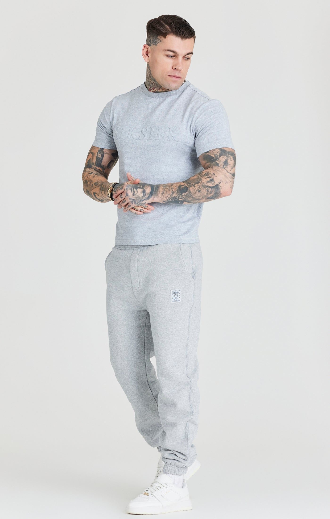 Grey Marl Embossed Relaxed Fit T-Shirt sold by Siksilk product image thumbnail 3