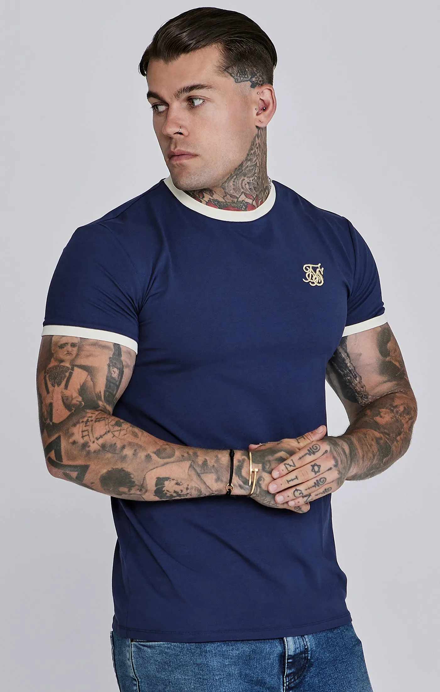 Navy Ringer T-Shirt sold by Siksilk