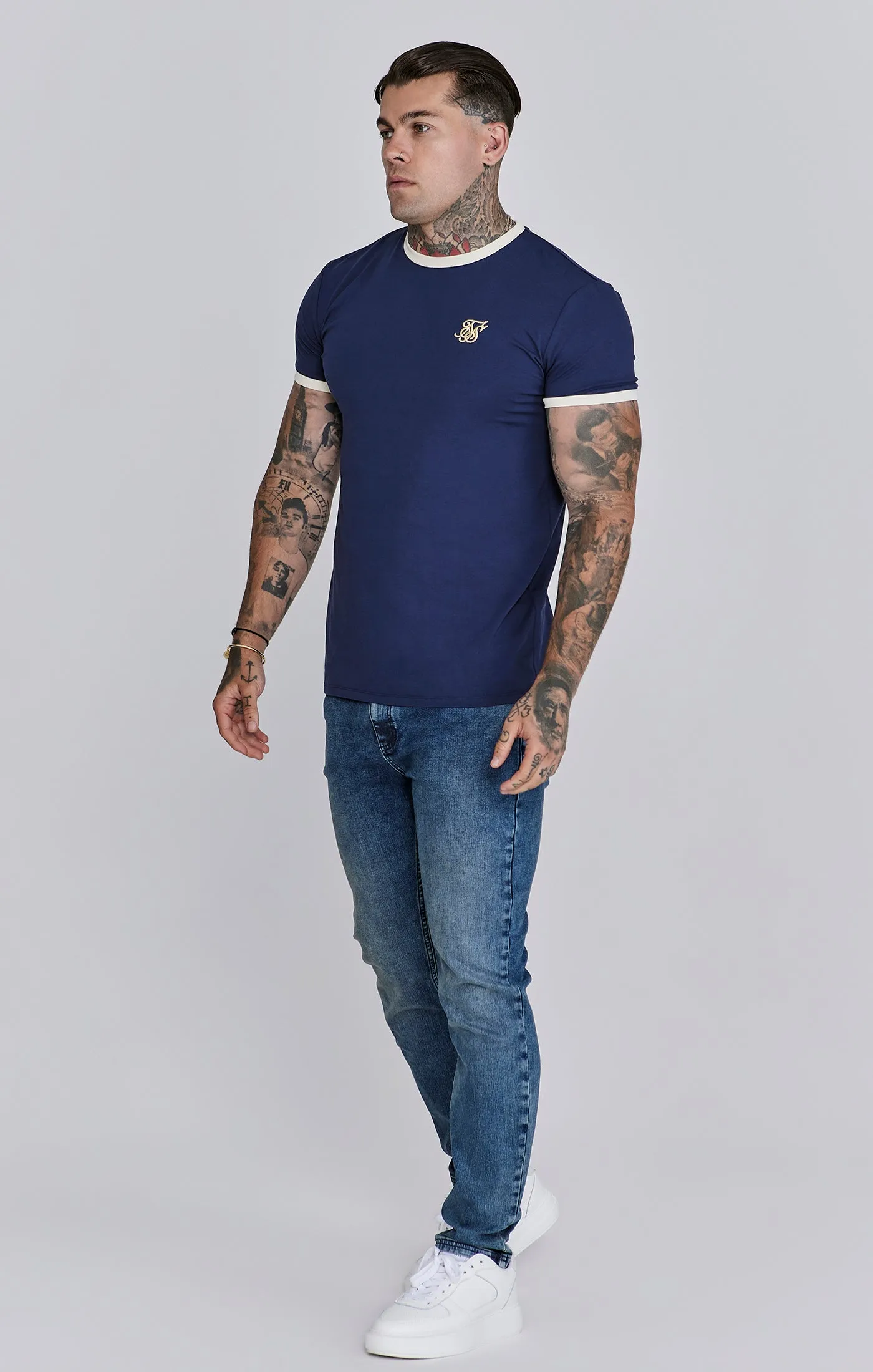 Navy Ringer T-Shirt sold by Siksilk product image thumbnail 4
