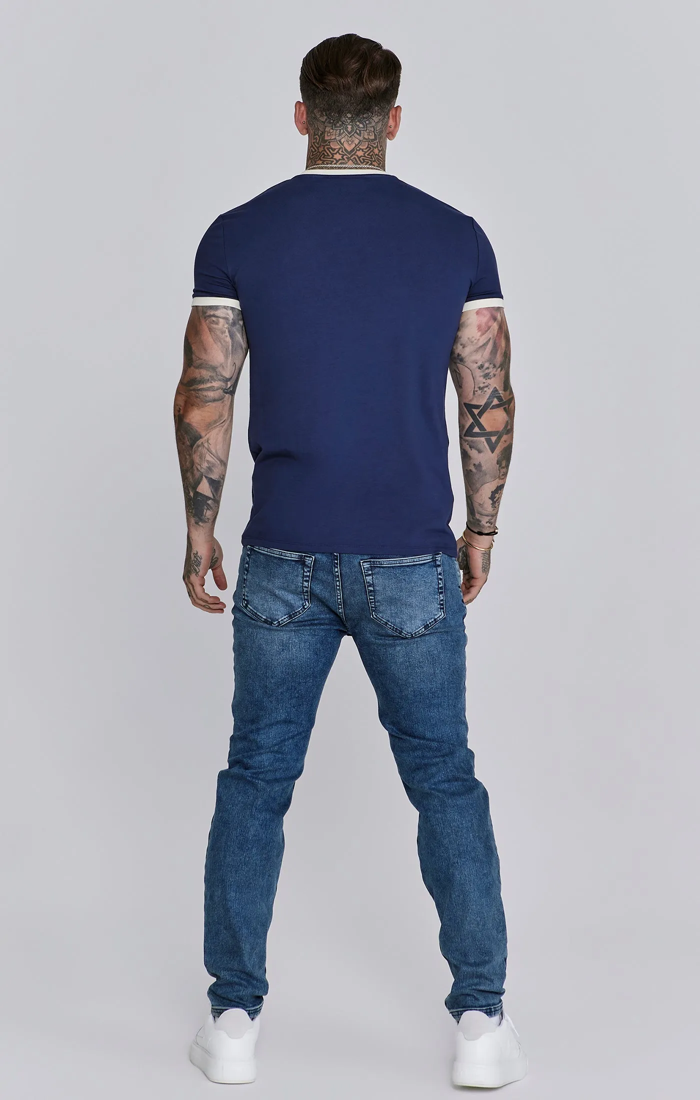 Navy Ringer T-Shirt sold by Siksilk product image thumbnail 5