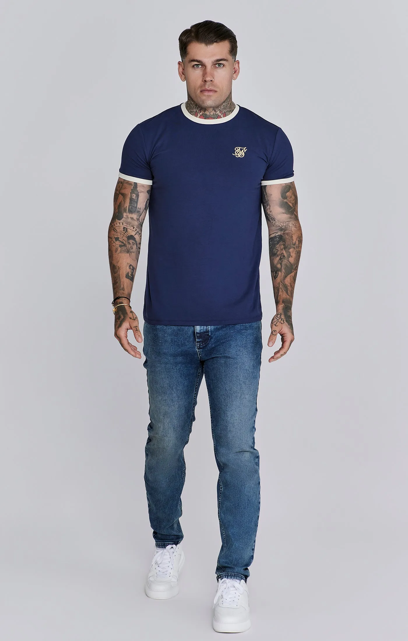 Navy Ringer T-Shirt sold by Siksilk product image thumbnail 2