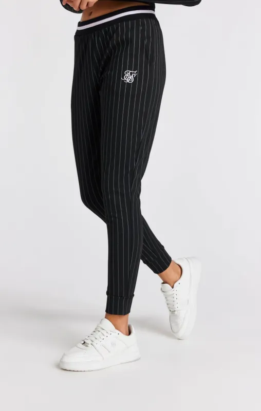 Girls Black Pinstripe Track Pant sold by Siksilk