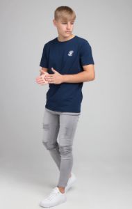 Boys Illusive Navy Essentials Short Sleeve T-Shirt sold by Siksilk