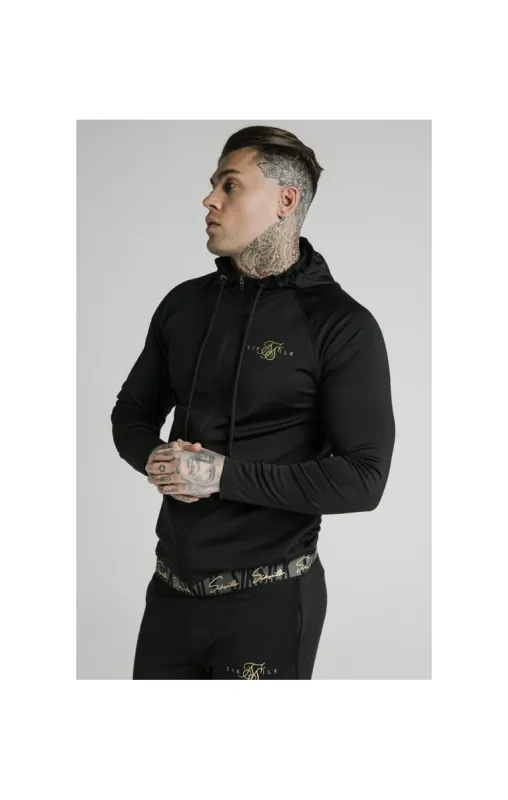 SikSilk Scope Tape Zip Through Hoodie - Black sold by Siksilk