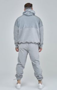 Grey Polar Fleece Panelled Cuffed Jogger sold by Siksilk