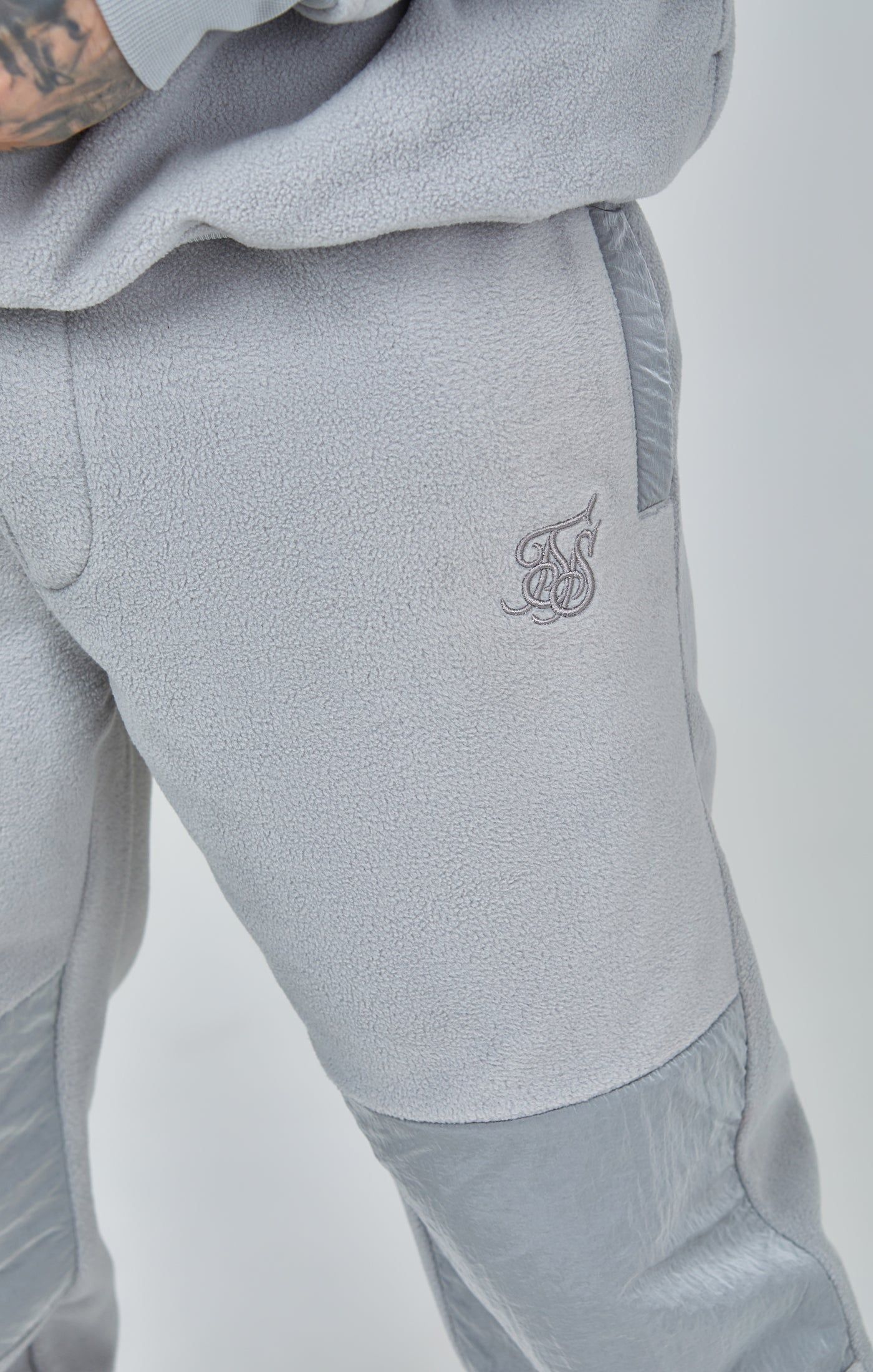 Grey Polar Fleece Panelled Cuffed Jogger sold by Siksilk product image thumbnail 6