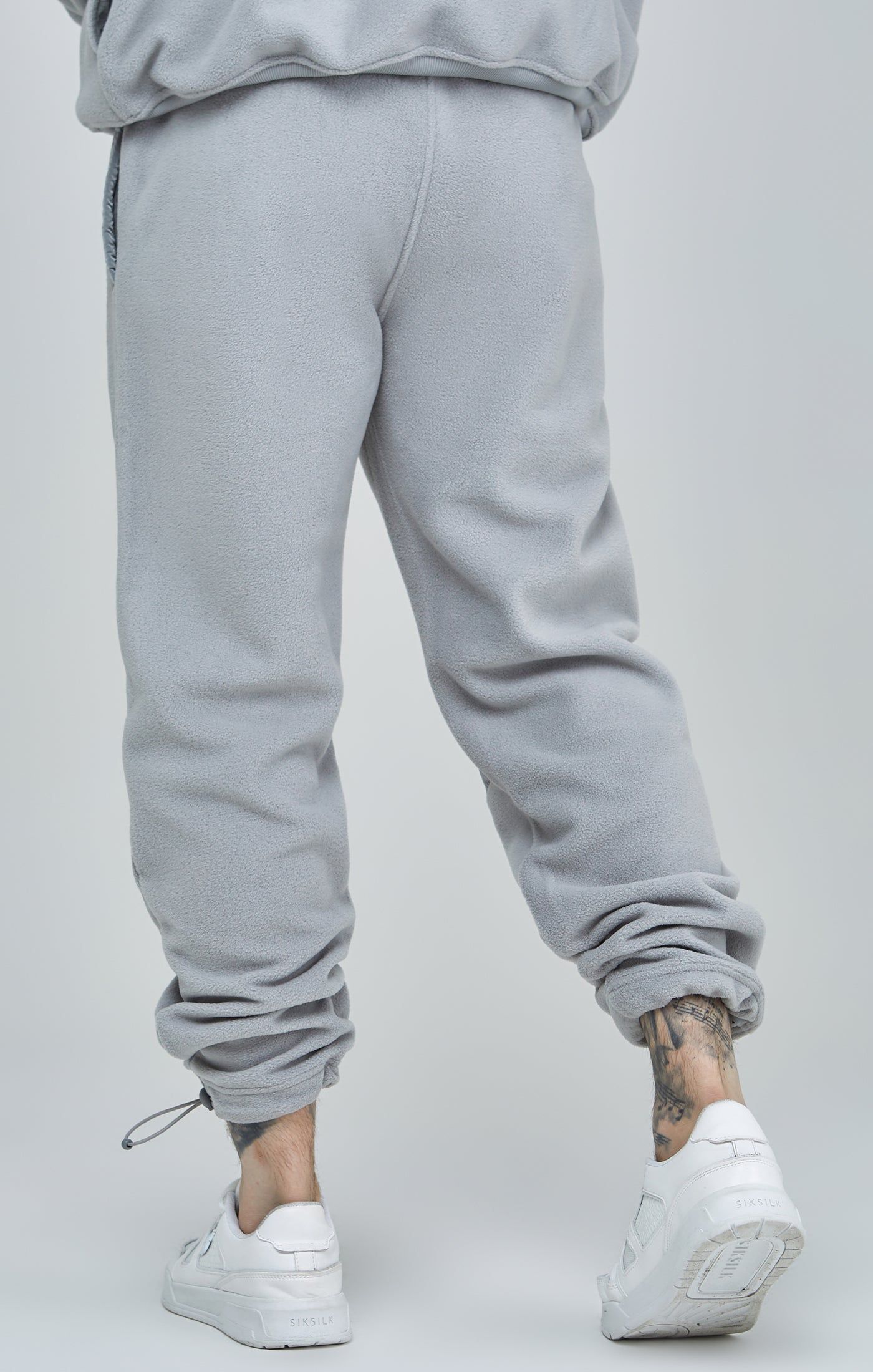 Grey Polar Fleece Panelled Cuffed Jogger sold by Siksilk product image thumbnail 4