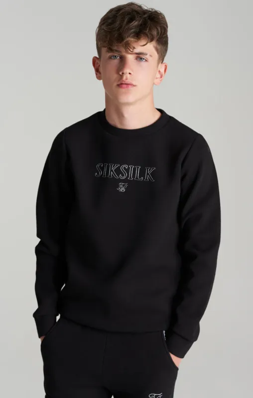 Boys Black Borg Crew Sweater sold by Siksilk