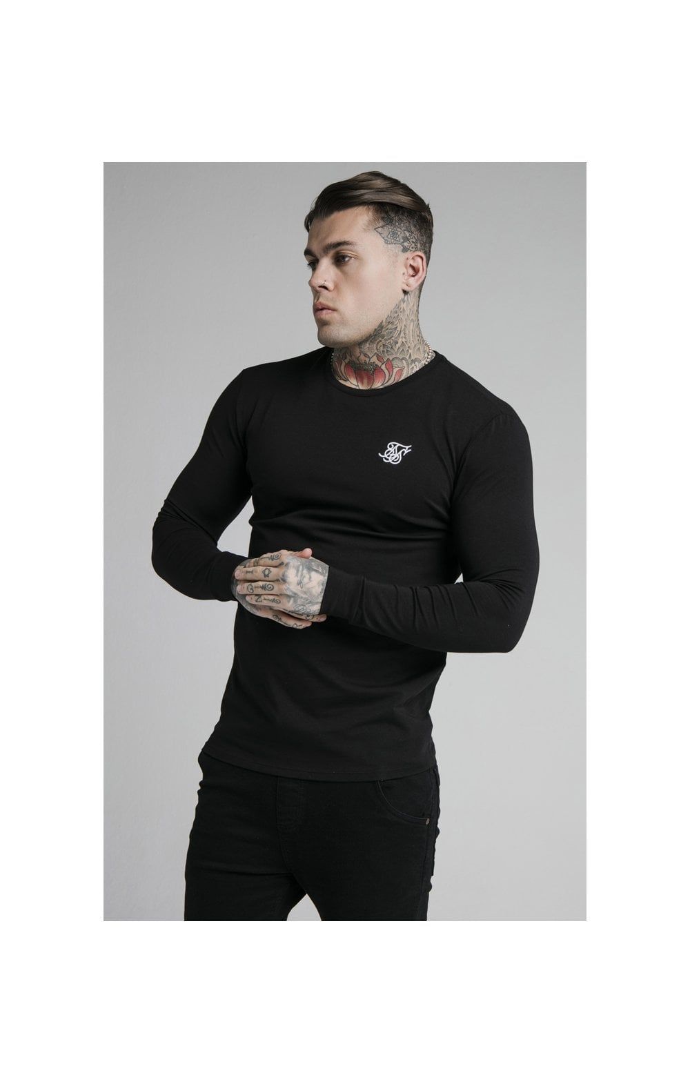 Black Essential Long Sleeve Muscle Fit T-Shirt sold by Siksilk