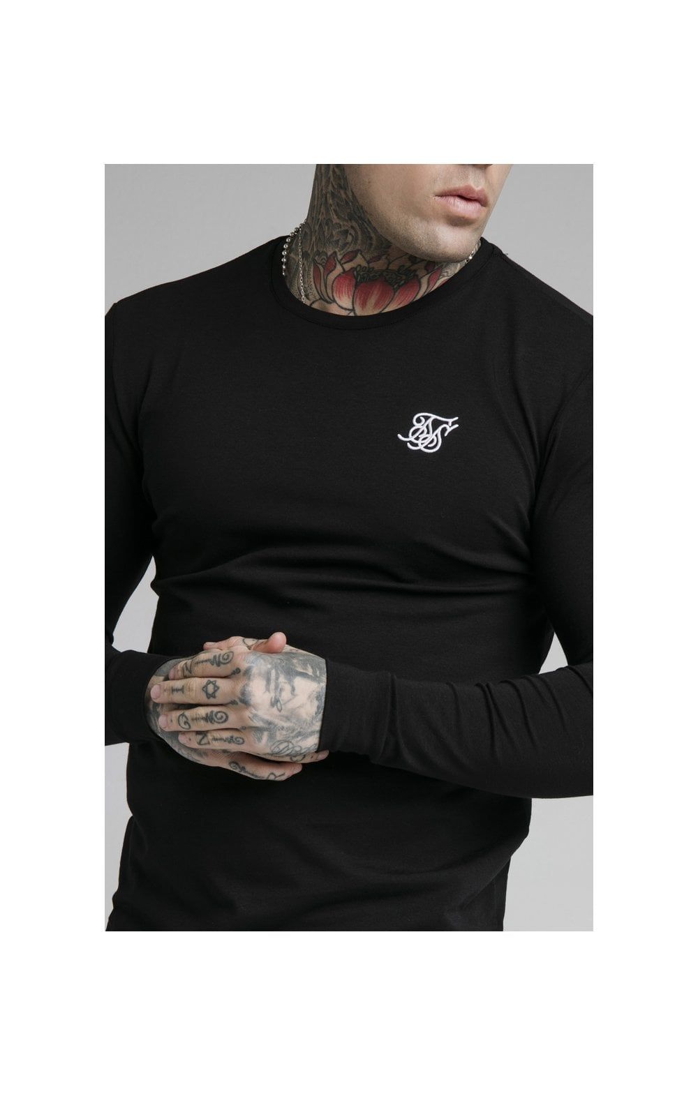 Black Essential Long Sleeve Muscle Fit T-Shirt sold by Siksilk product image thumbnail 2