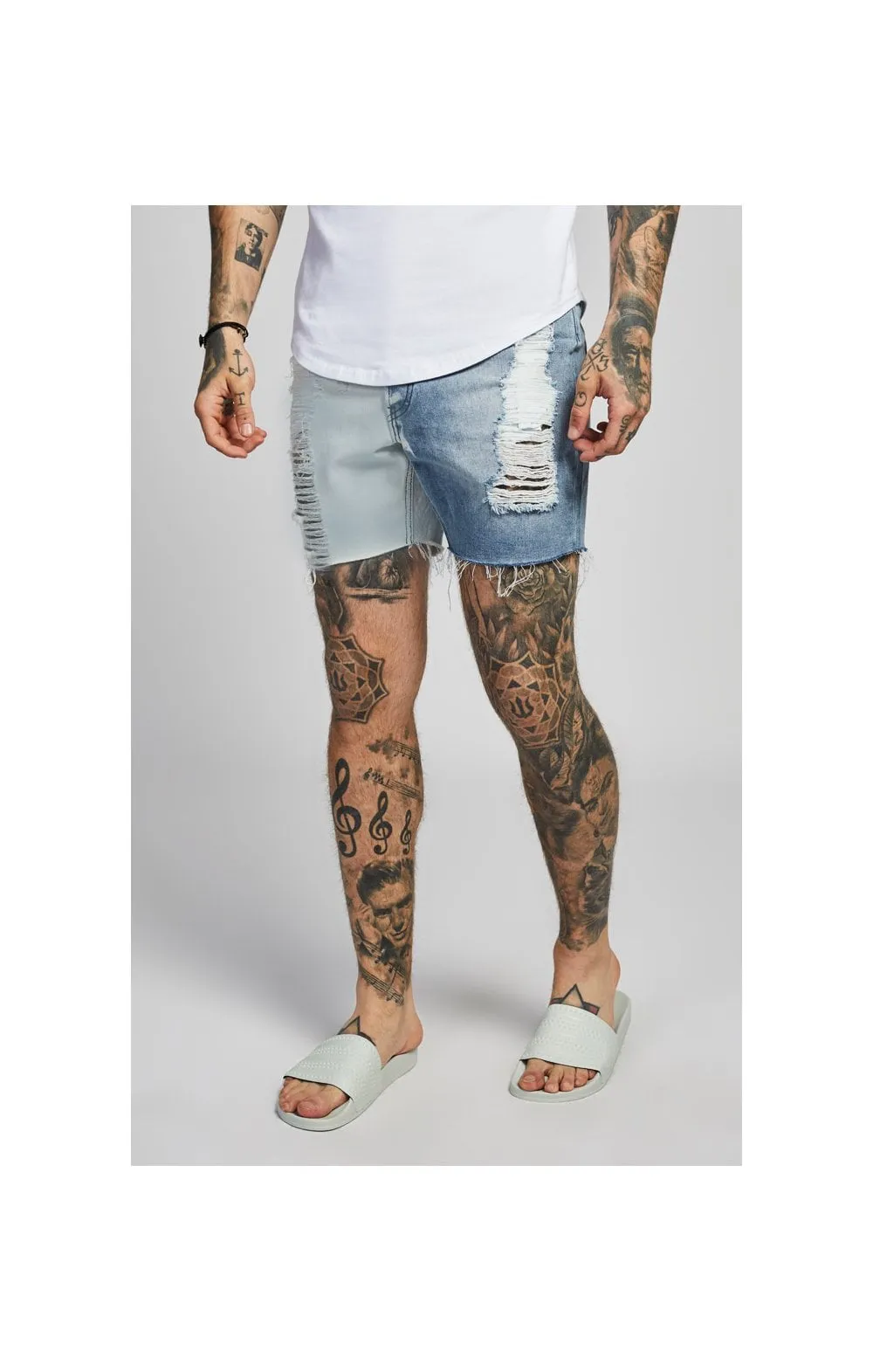 SikSilk Relaxed Fit Denim Shorts - Blue & White sold by Siksilk product image thumbnail 4