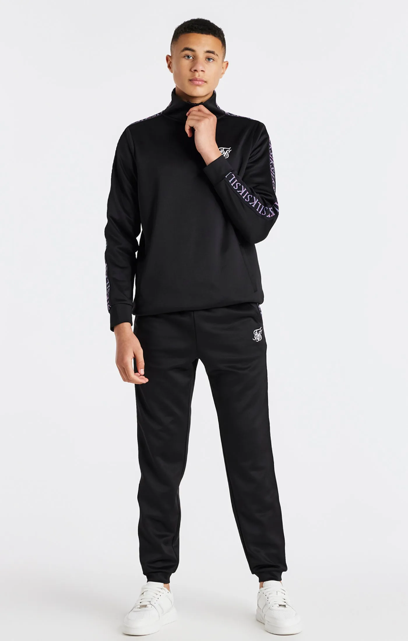 Boys Black Taped 1/4 Zip Funnel Neck sold by Siksilk product image thumbnail 3