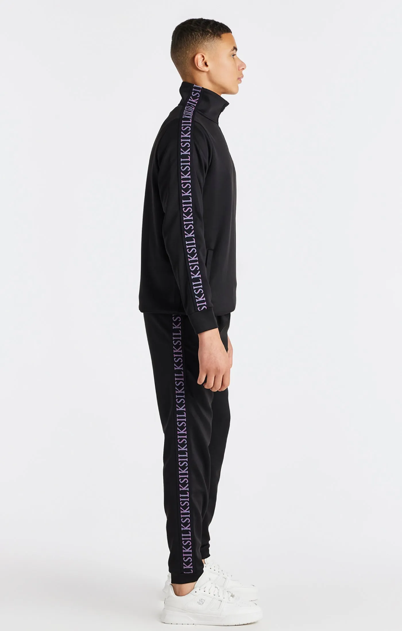 Boys Black Taped 1/4 Zip Funnel Neck sold by Siksilk product image thumbnail 4