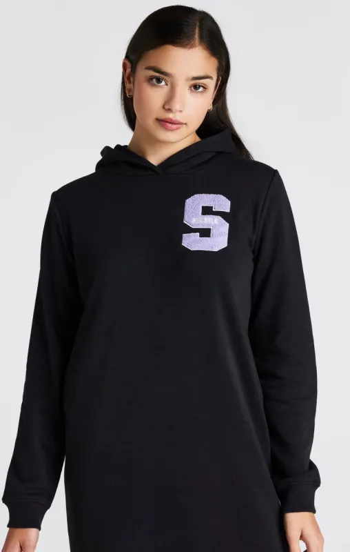 Girls Black Varsity Logo Hoodie Dress sold by Siksilk