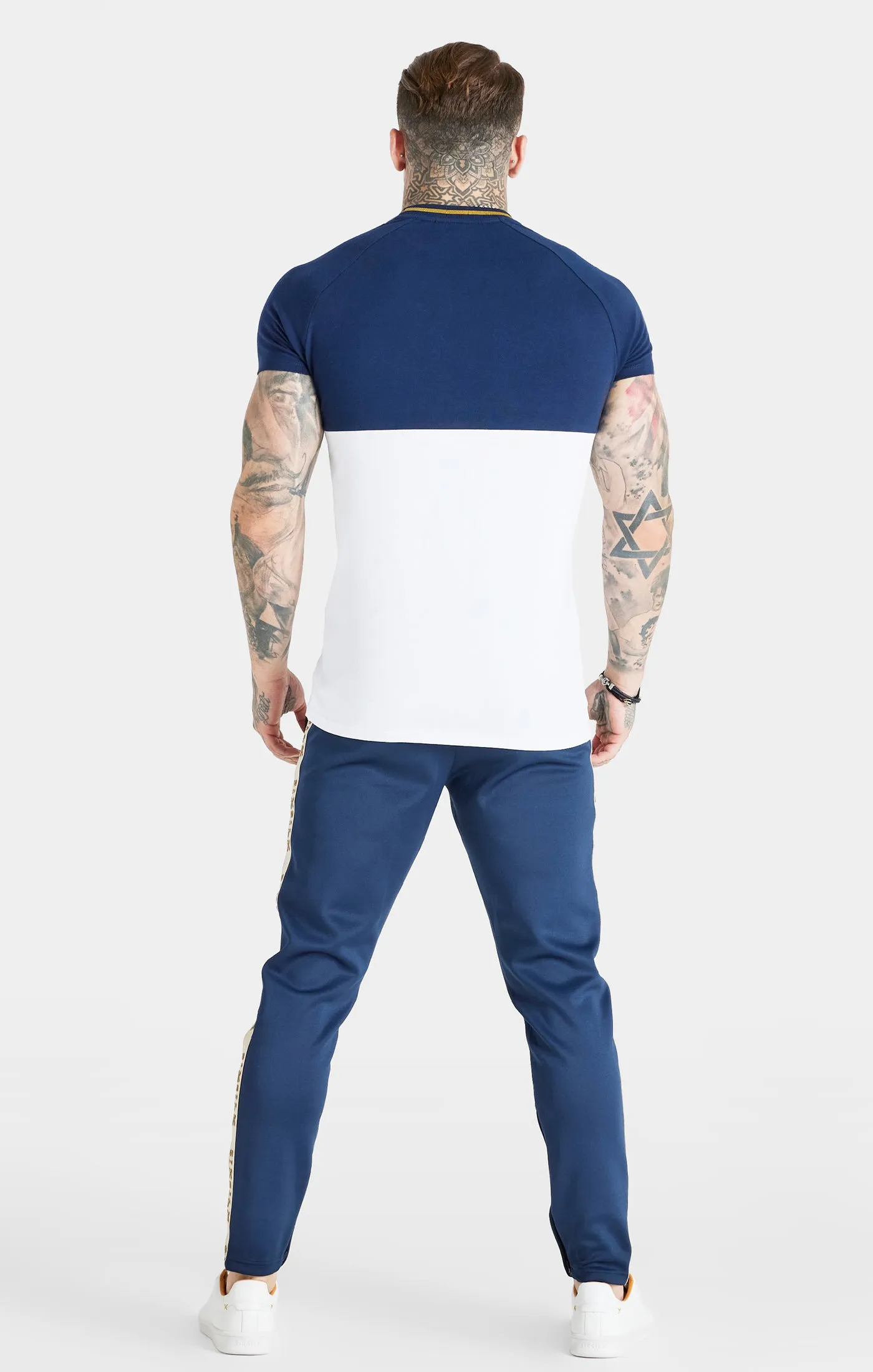 Navy Cut & Sew Muscle Fit T-Shirt sold by Siksilk product image thumbnail 5