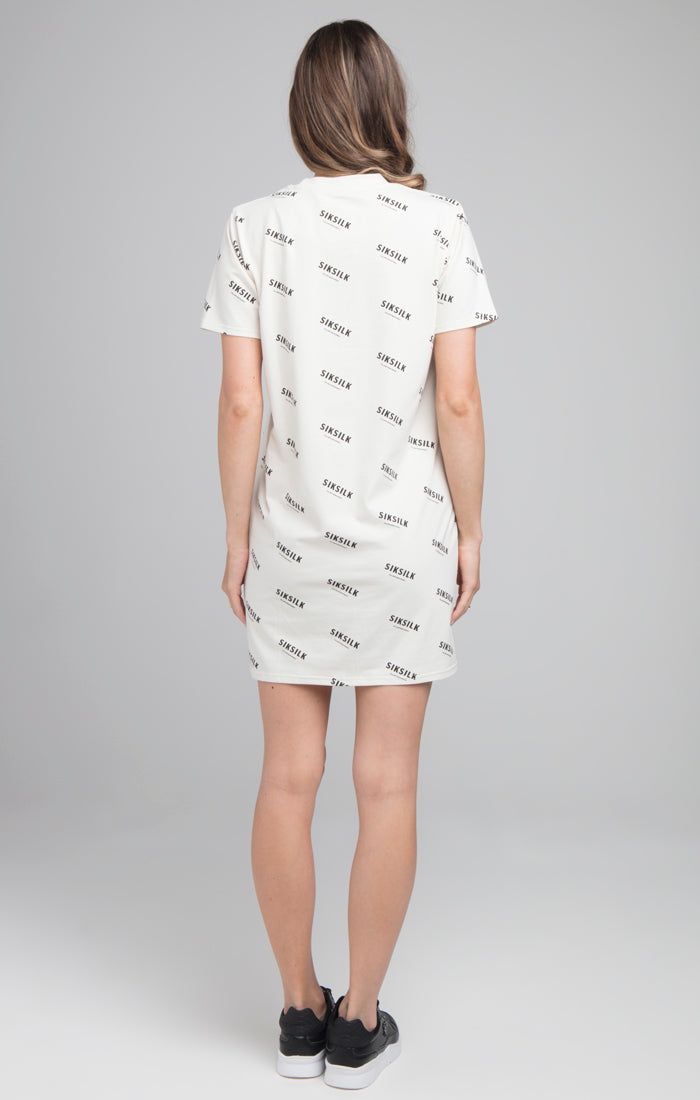 SikSilk Repeat Print T-Shirt Dress - Beige sold by Siksilk product image thumbnail 5