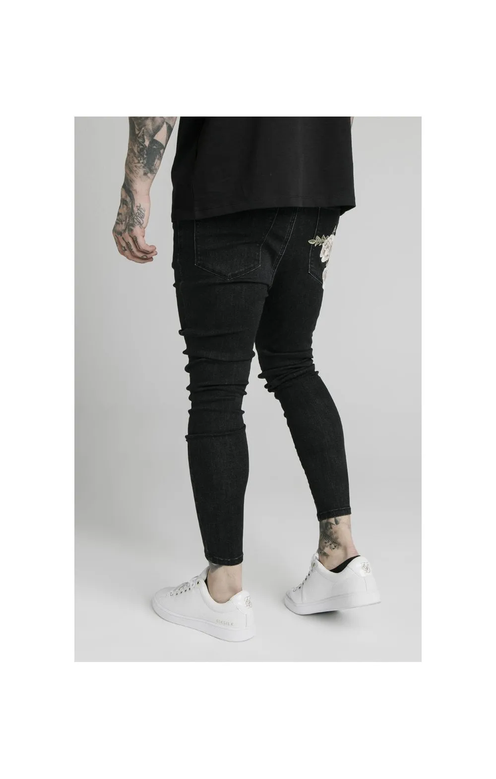 SikSilk Drop Crotch Pleated Applique Jeans - Black sold by Siksilk product image thumbnail 2