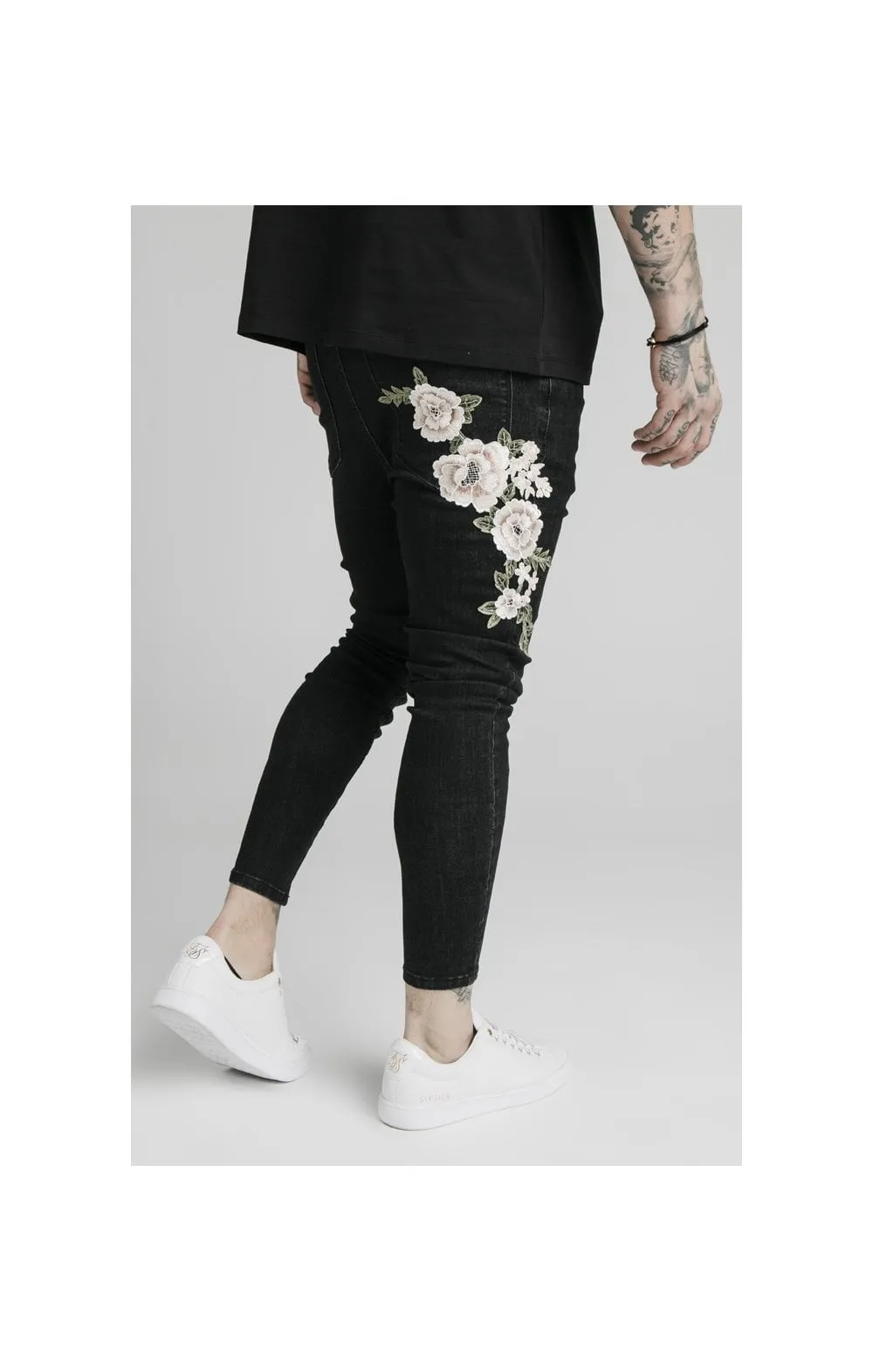 SikSilk Drop Crotch Pleated Applique Jeans - Black sold by Siksilk product image thumbnail 3