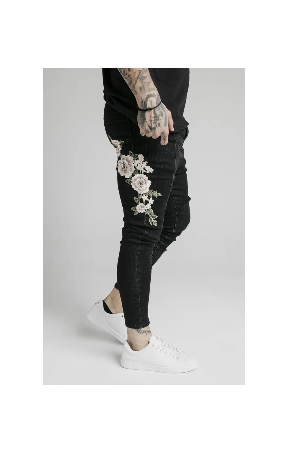 SikSilk Drop Crotch Pleated Applique Jeans - Black sold by Siksilk product image thumbnail 4