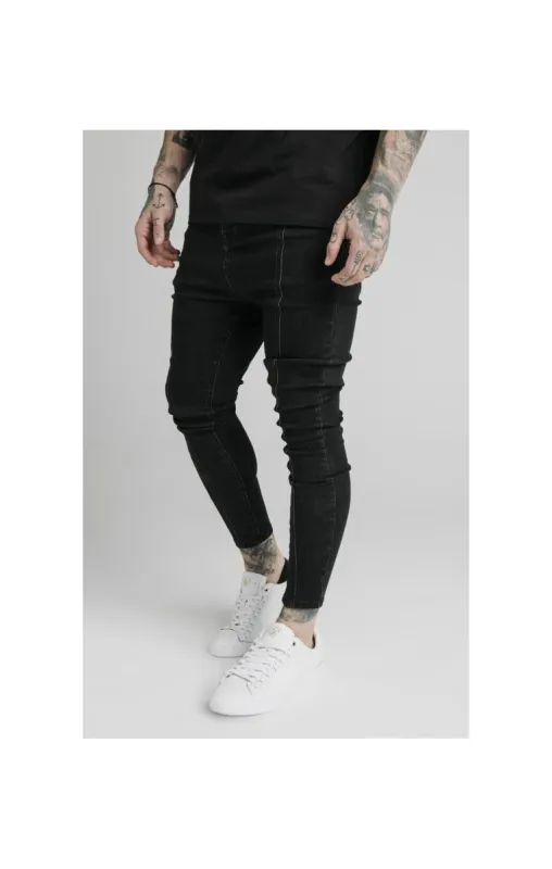 SikSilk Drop Crotch Pleated Applique Jeans - Black sold by Siksilk
