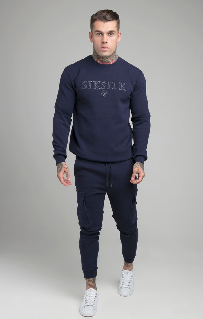 SikSilk Crew Neck Sweater - Navy sold by Siksilk product image thumbnail 3