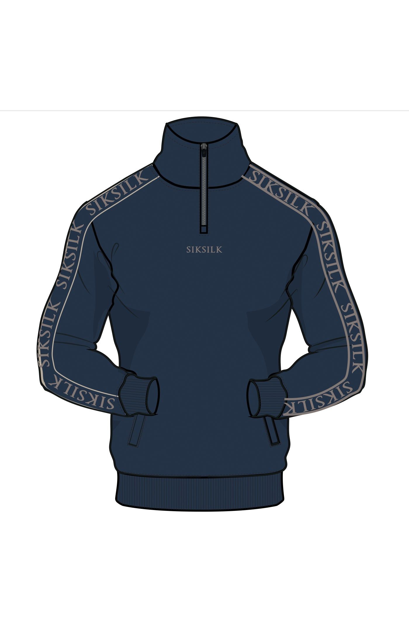 Navy Muscle Fit Taped Track Top sold by Siksilk