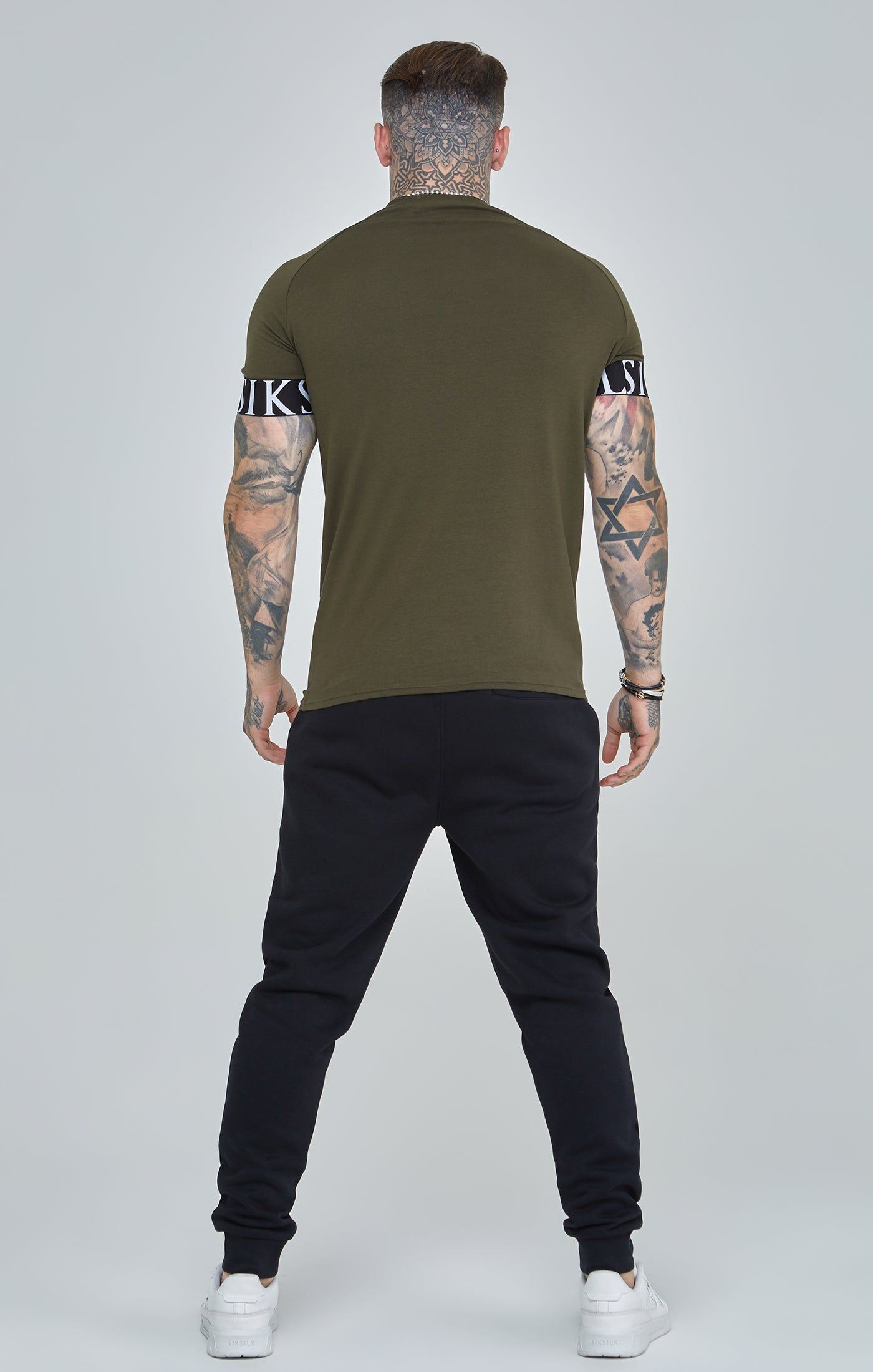 Khaki Essential Elastic Cuff Muscle Fit T-Shirt sold by Siksilk product image thumbnail 5