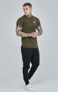 Khaki Essential Elastic Cuff Muscle Fit T-Shirt sold by Siksilk
