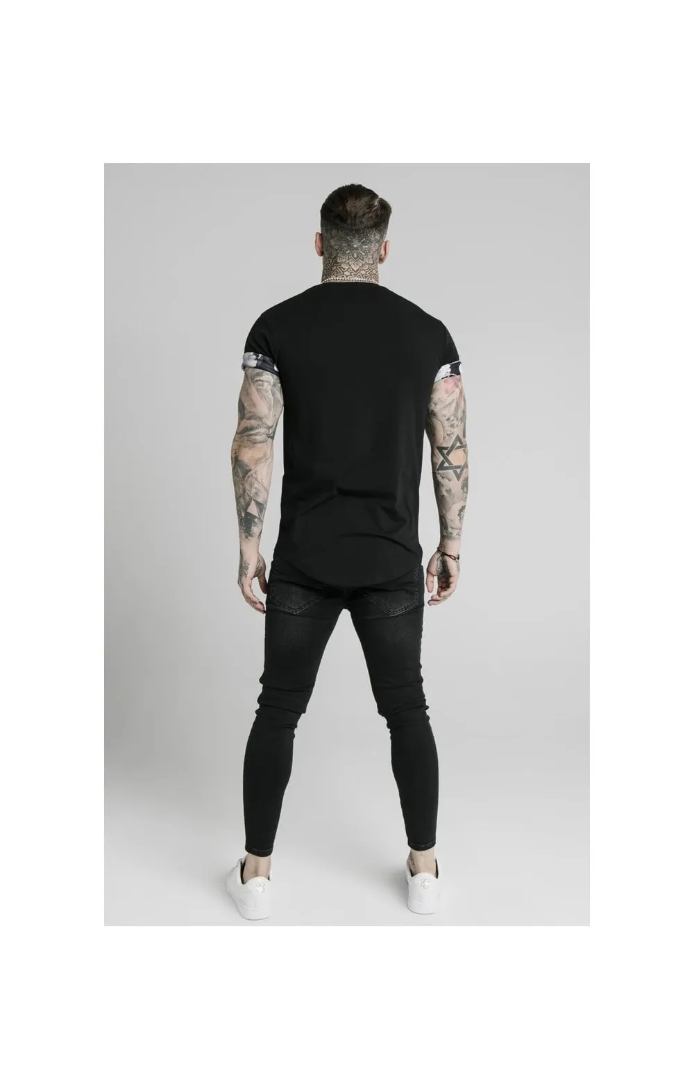 SikSilk S/S Floral Roll Sleeve Tee – Black sold by Siksilk product image thumbnail 5