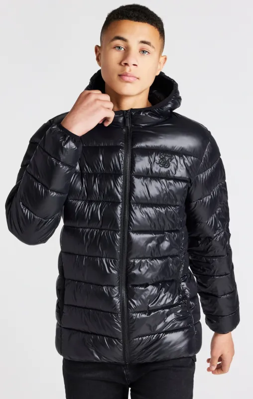 Boys Black Lightweight Bubble Jacket sold by Siksilk