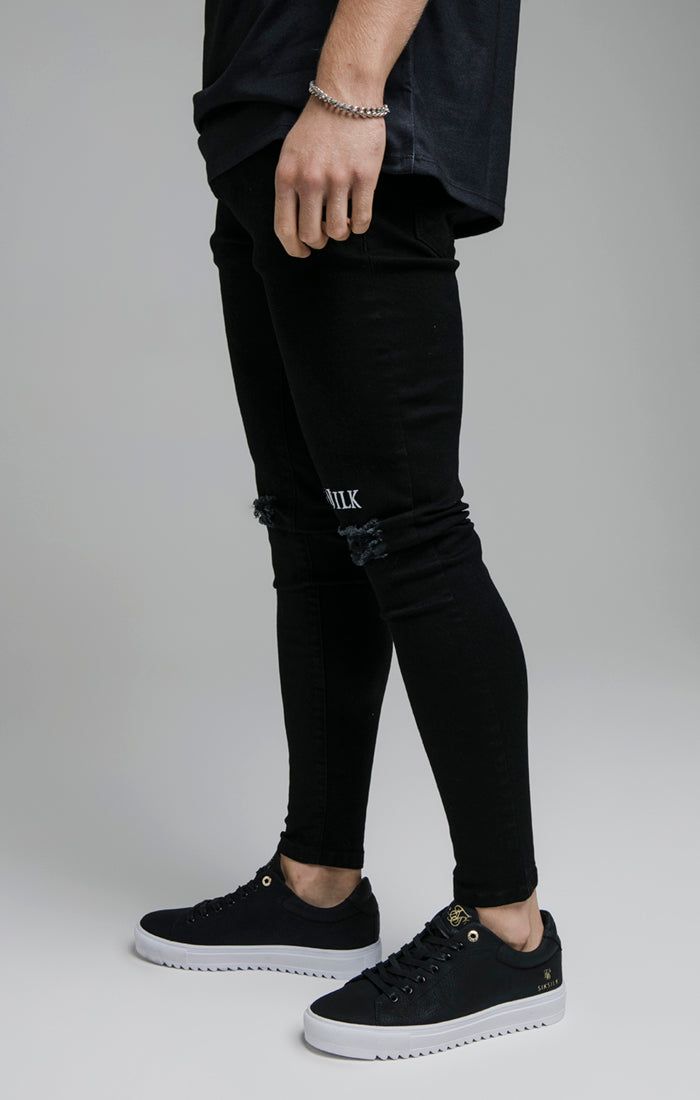 SikSilk Raw Hem Burst Knee Denims - Black sold by Siksilk product image thumbnail 3