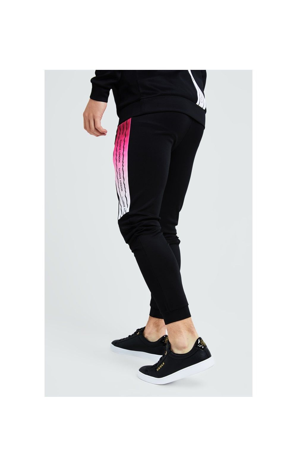 Illusive London Flux Taped Joggers - Black & Pink sold by Siksilk product image thumbnail 2