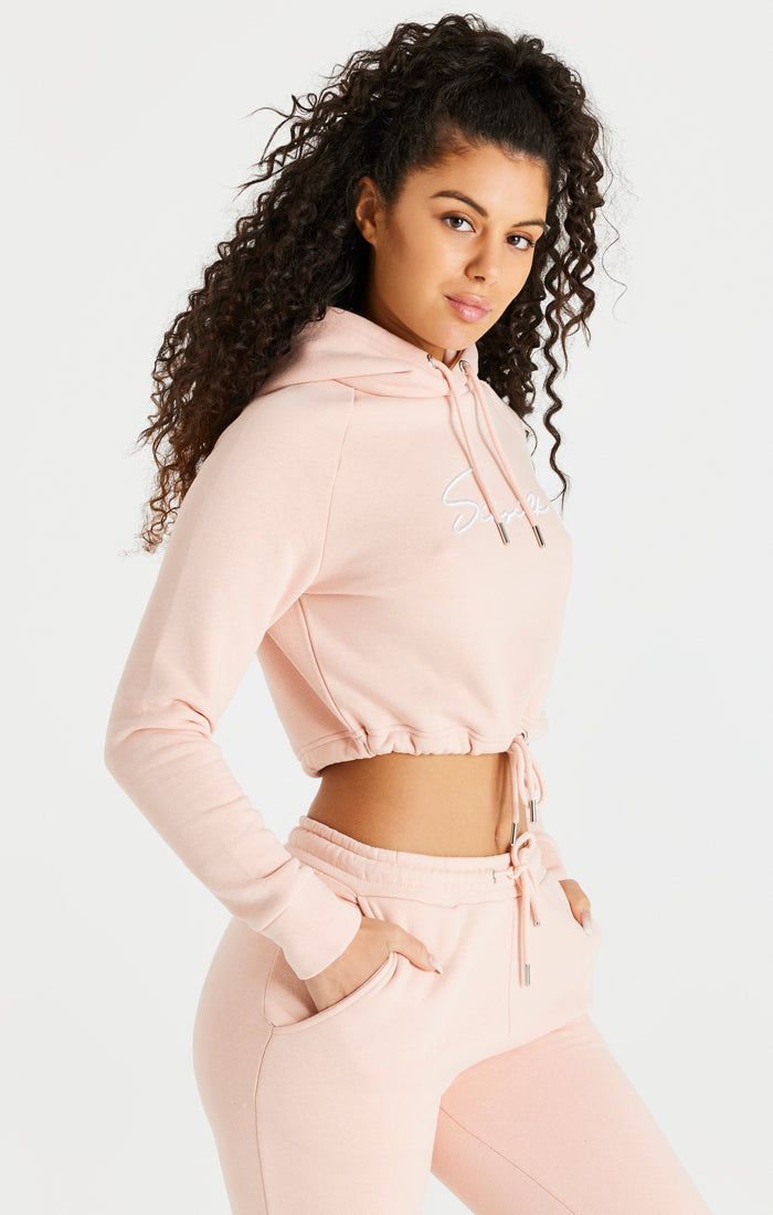 Pink Essential Cropped Hoodie sold by Siksilk product image thumbnail 2