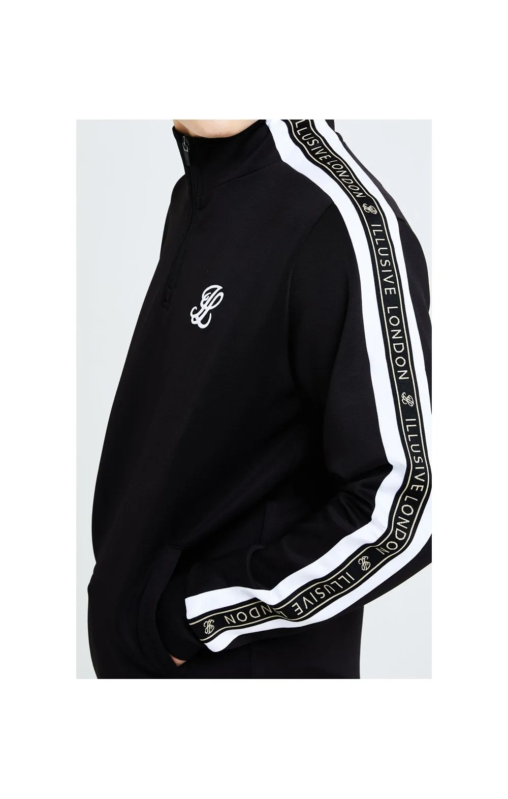 Illusive London Diverge 1/4 Zip Hoodie Black Gold & White sold by Siksilk product image thumbnail 5