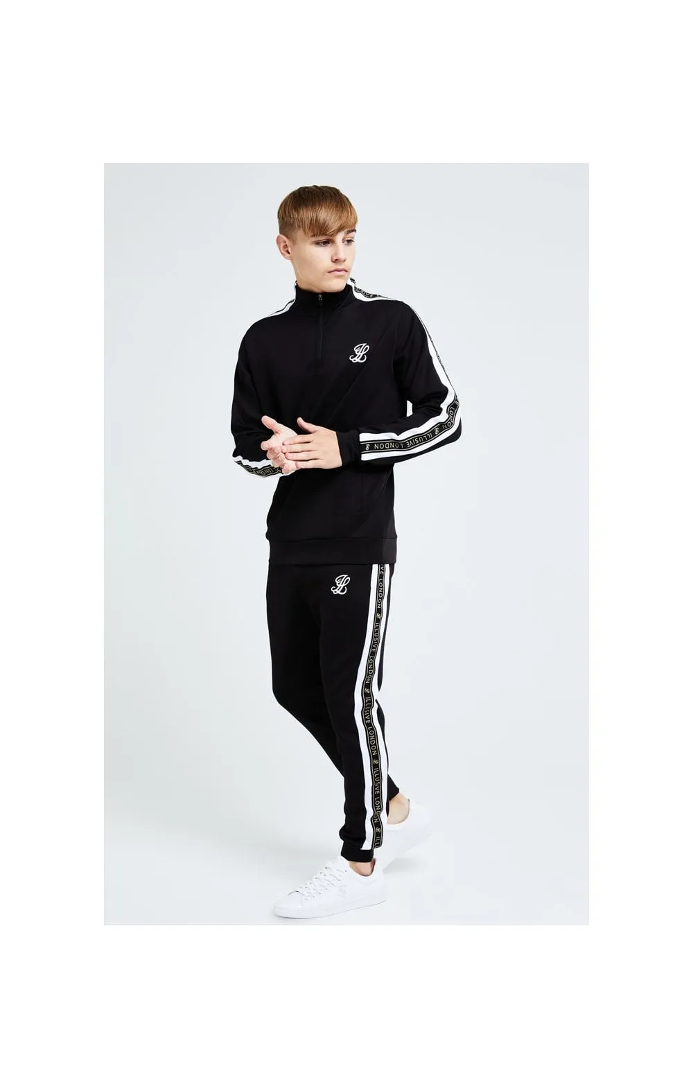 Illusive London Diverge 1/4 Zip Hoodie Black Gold & White sold by Siksilk product image thumbnail 2