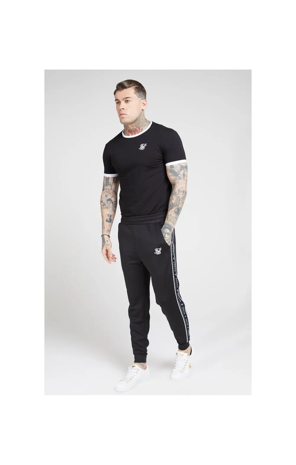 SikSilk S/S Inset Straight Hem Ringer Gym Tee – Black & White sold by Siksilk product image thumbnail 4