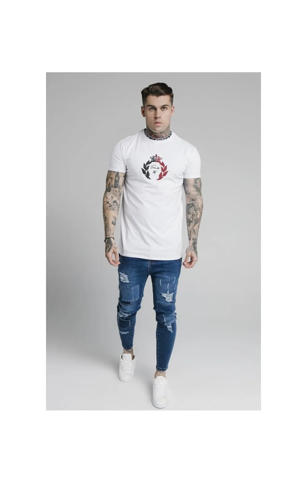 SikSilk S/S Tape Collar Prestige Tee - White sold by Siksilk product image thumbnail 3