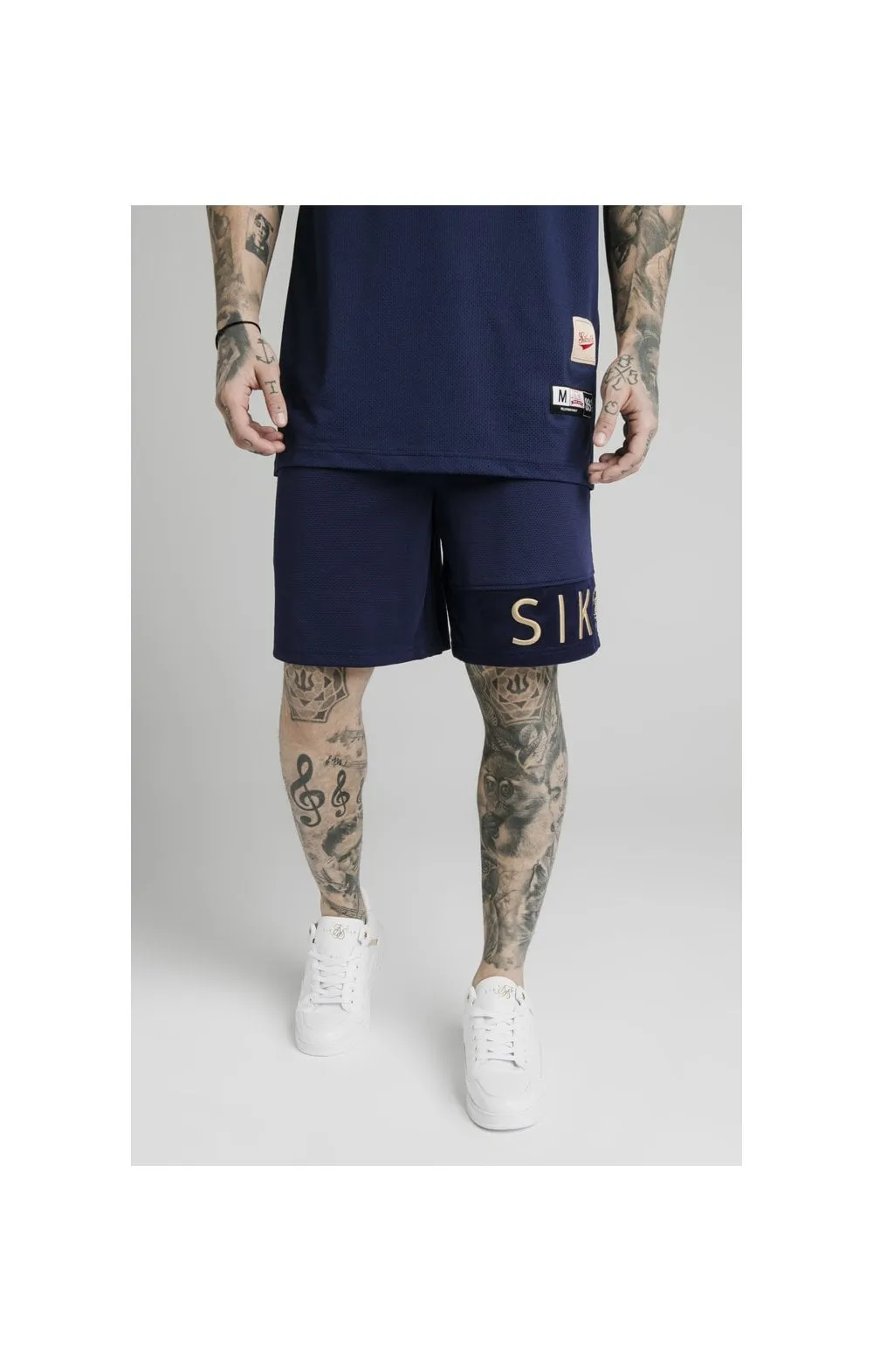 SikSilk Eyelet Panel Relaxed Fit Shorts - Navy Eclipse sold by Siksilk product image thumbnail 2