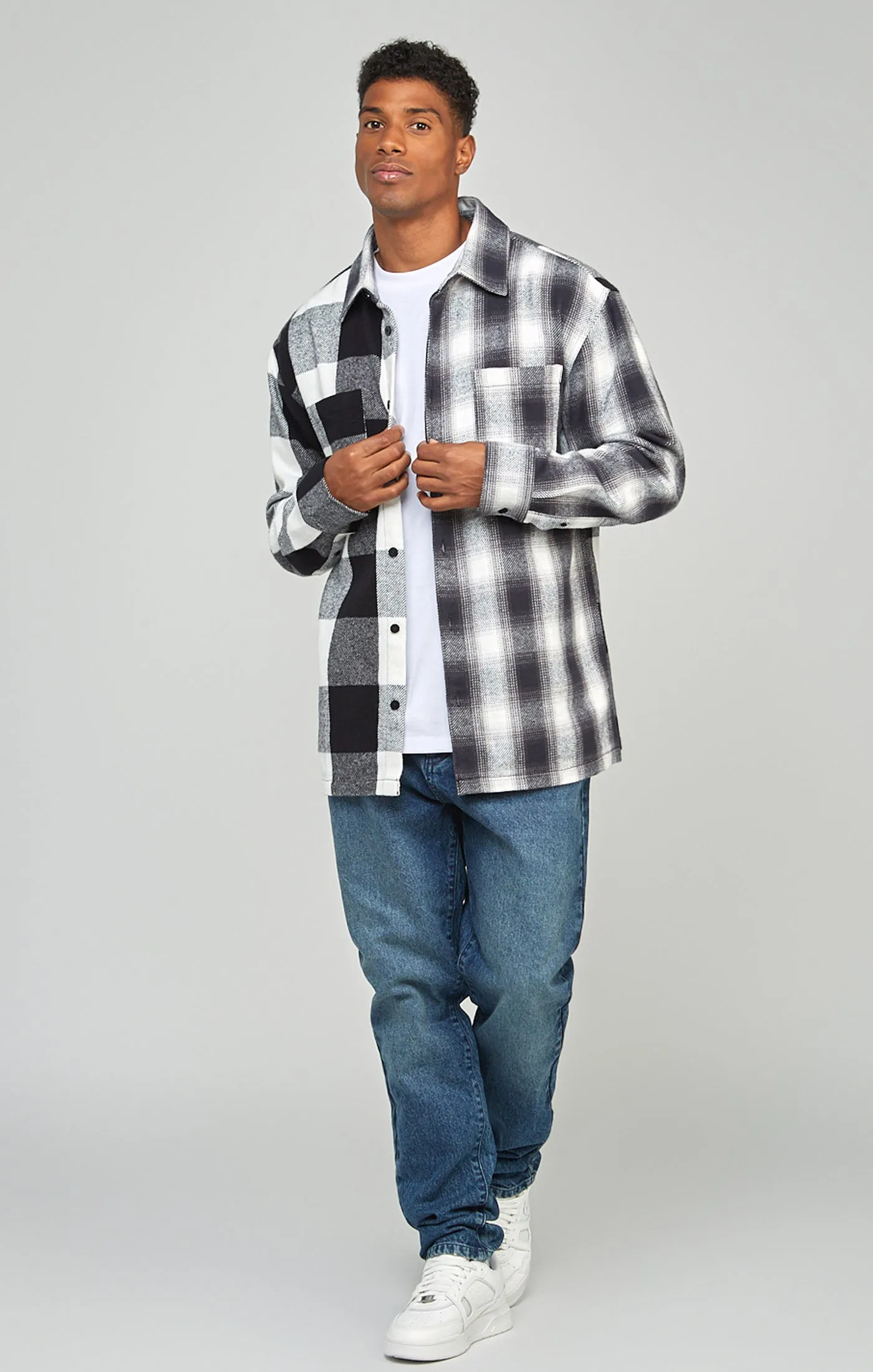 Black Towelling Logo Check Shirt sold by Siksilk product image thumbnail 3