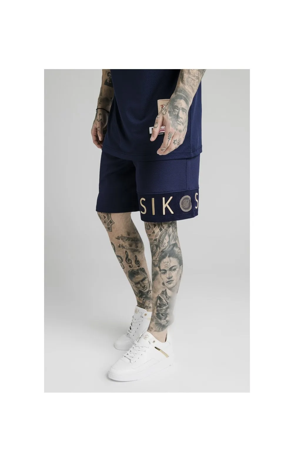 SikSilk Eyelet Panel Relaxed Fit Shorts - Navy Eclipse sold by Siksilk product image thumbnail 3