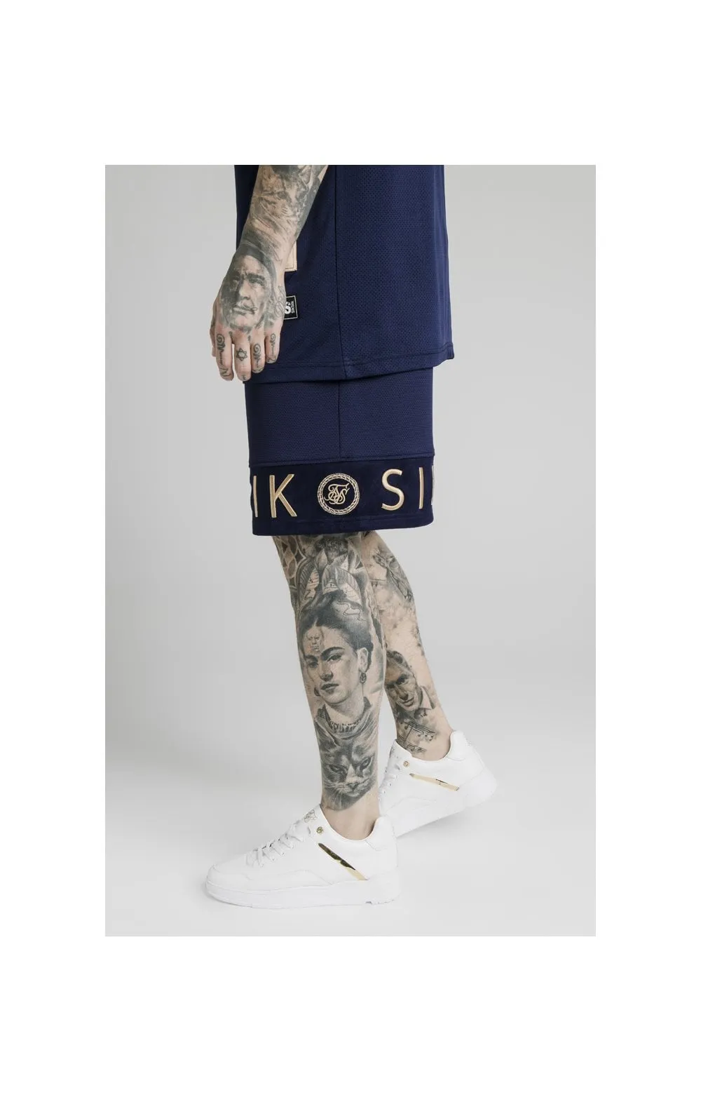 SikSilk Eyelet Panel Relaxed Fit Shorts - Navy Eclipse sold by Siksilk product image thumbnail 4