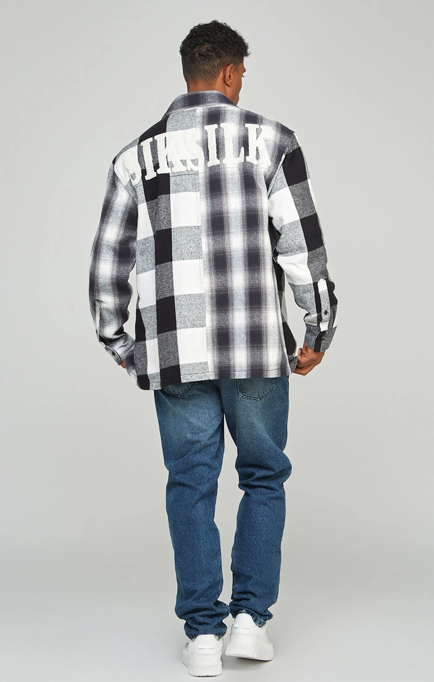 Black Towelling Logo Check Shirt sold by Siksilk product image thumbnail 5