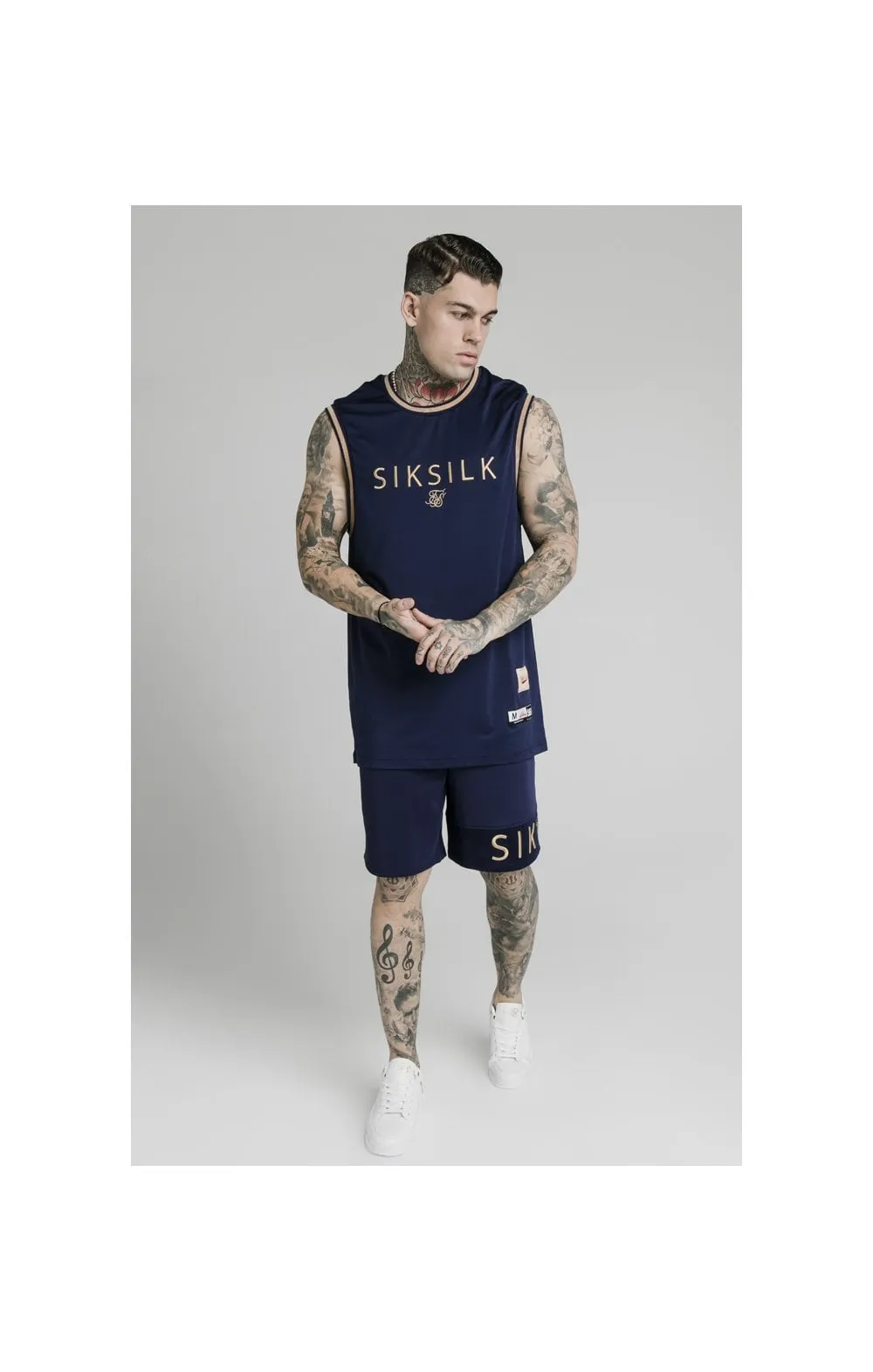 SikSilk Eyelet Panel Relaxed Fit Shorts - Navy Eclipse sold by Siksilk product image thumbnail 5