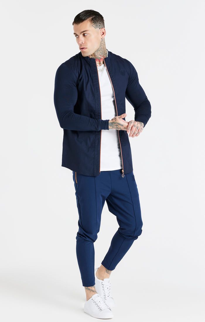 Navy Fitted Pleat Pant sold by Siksilk product image thumbnail 4