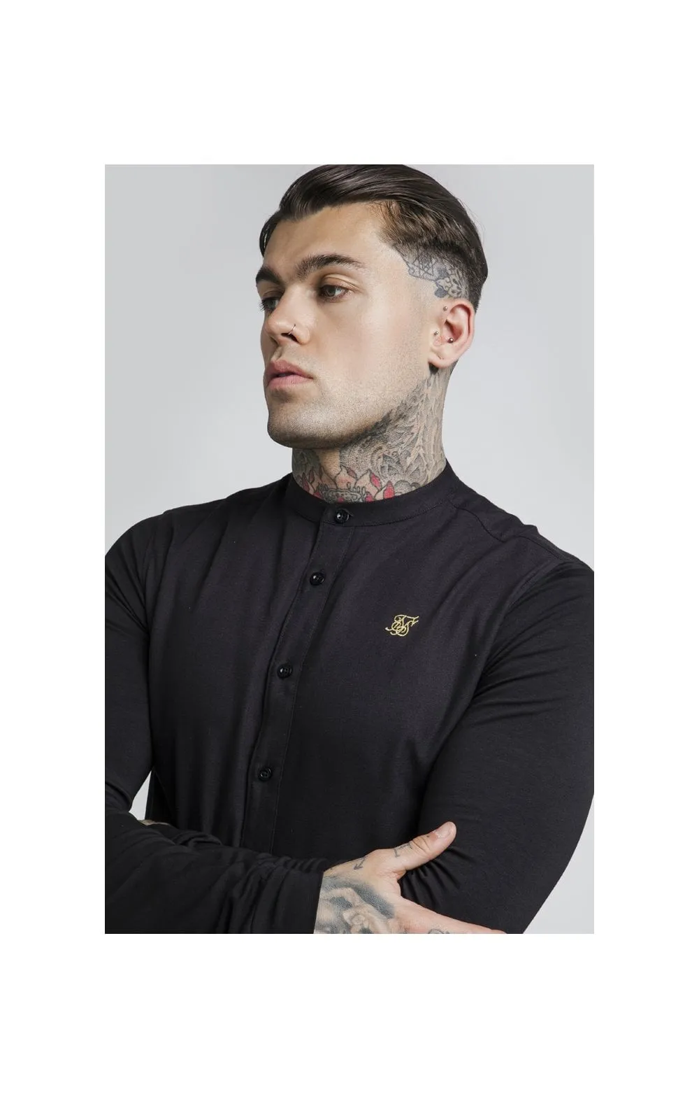 SikSilk L/S Grandad Shirt – Black sold by Siksilk product image thumbnail 2