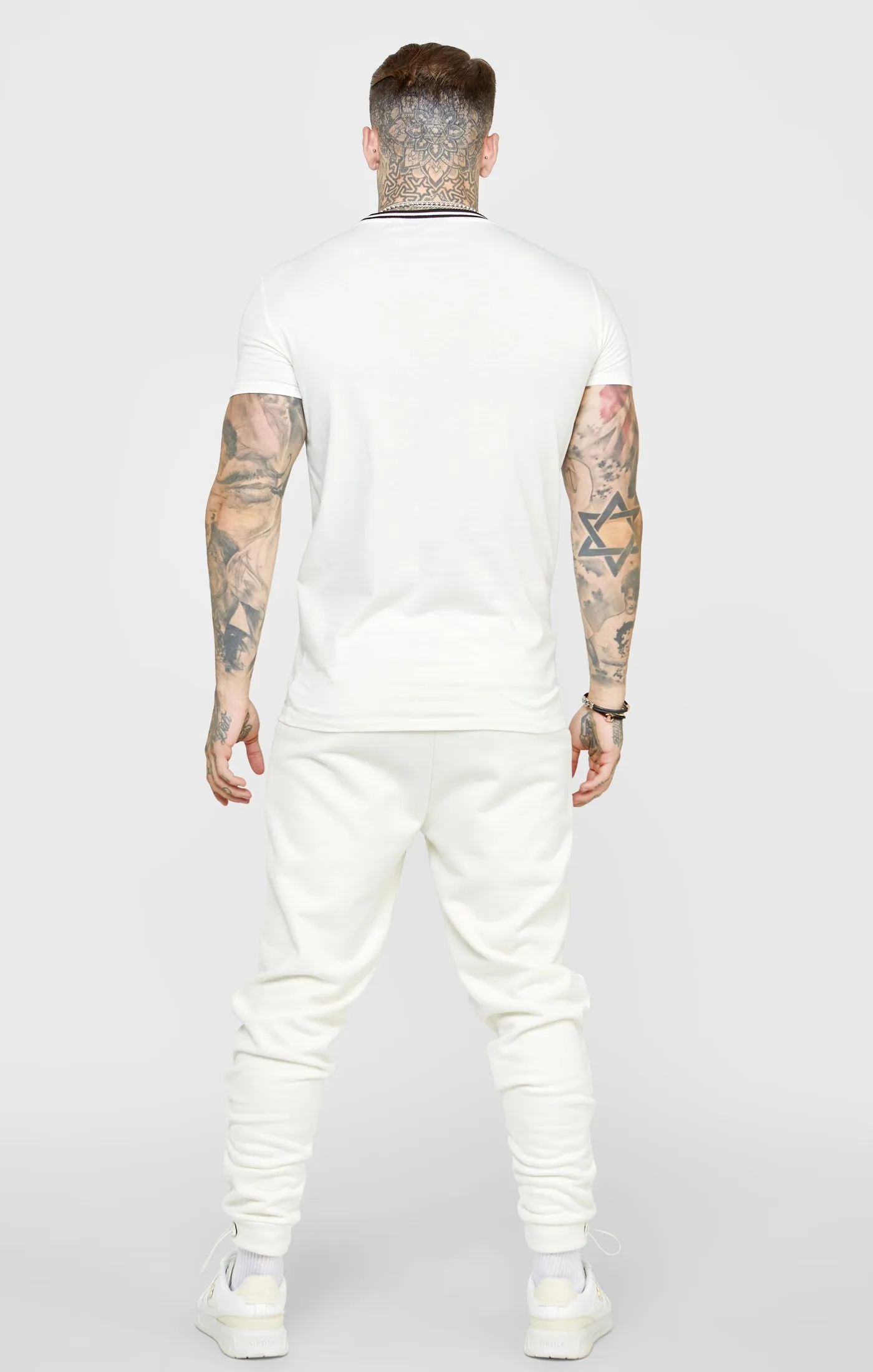 Ecru Gym Fit T-Shirt W Yarn Dyed Rib sold by Siksilk product image thumbnail 5