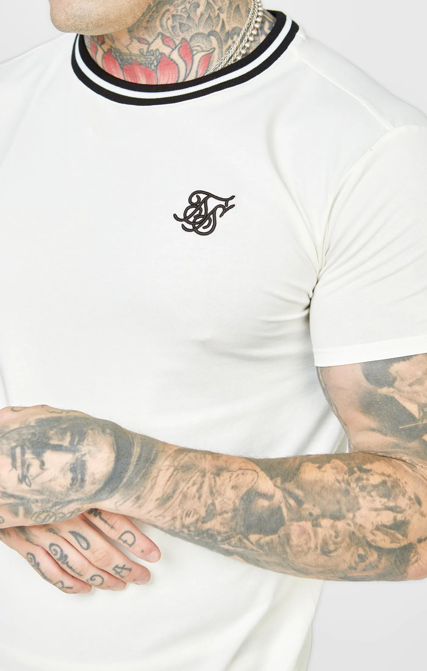 Ecru Gym Fit T-Shirt W Yarn Dyed Rib sold by Siksilk product image thumbnail 2